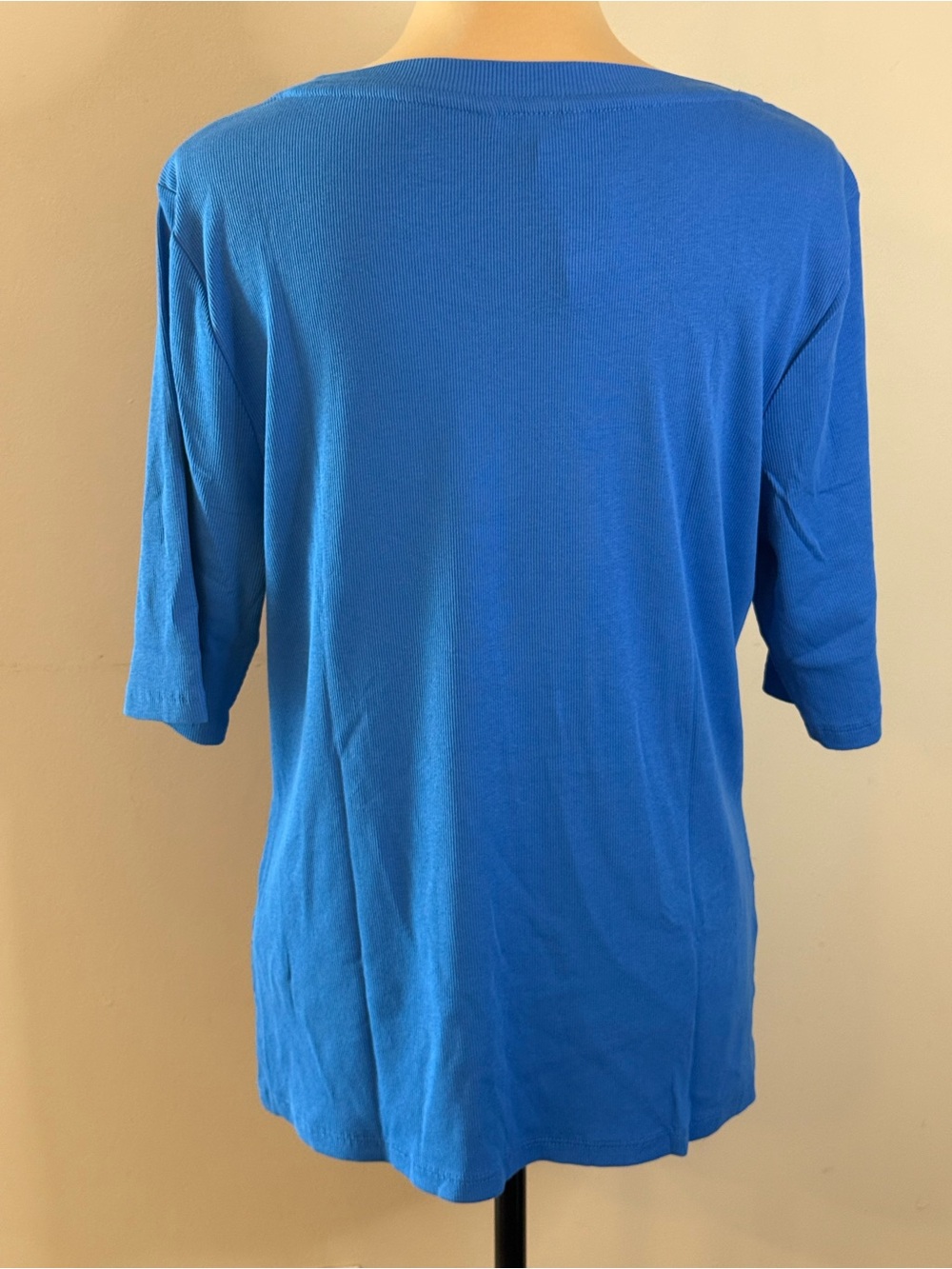 Banana Republic Factory Crew Ribbed Elbow Sleeve blue top SZ XL - Picture 4 of 12